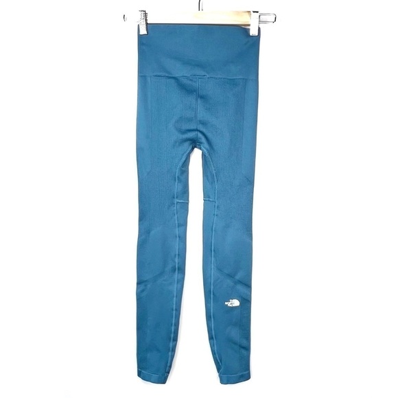 The North Face Teknitcal Tights Leggings Size Small Blue Ribbed FlashDry EUC - Picture 2 of 6